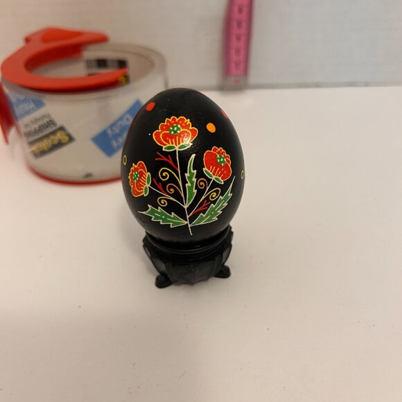 Set of 3 Hand-Painted Decorative Eggs | Folk Art, Ceramic & Wooden Collectibles - Picture 1 of 9